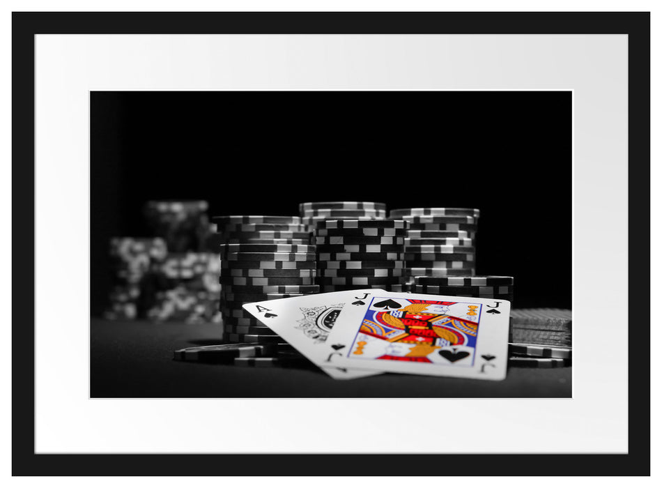 Pokerchips und Karten Passepartout 55x40