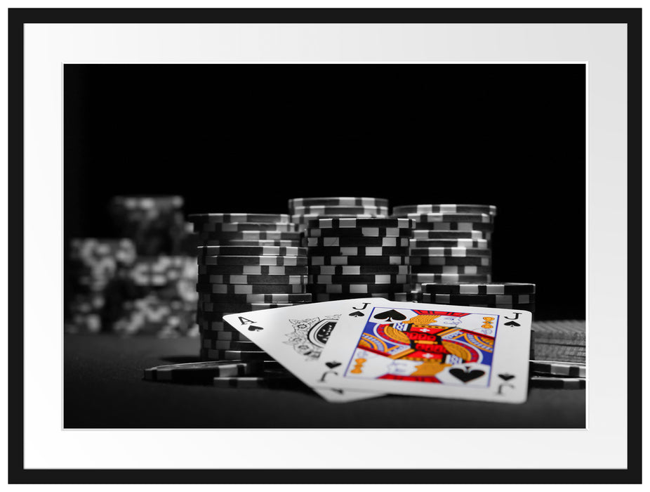 Pokerchips und Karten Passepartout 80x60