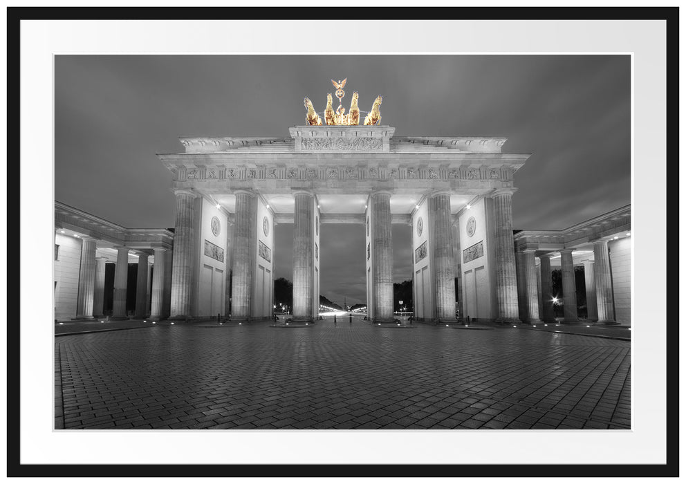 Pixxprint schönes Brandenburger Tor, im Galerie-Passepartout Bilderrahmen