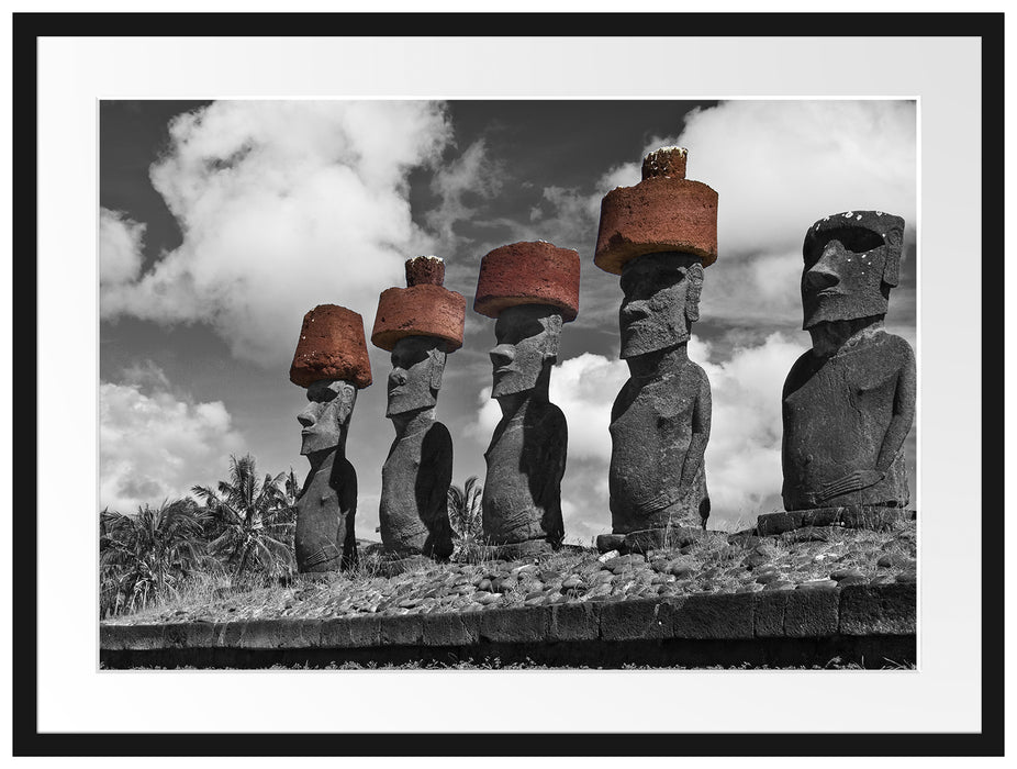 Moai Statuen auf den Osterinseln Passepartout 80x60