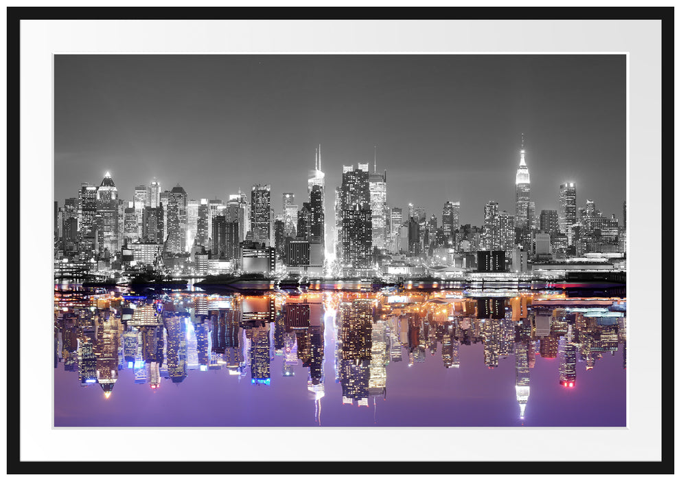 Pixxprint Manhattan Skyline, im Galerie-Passepartout Bilderrahmen