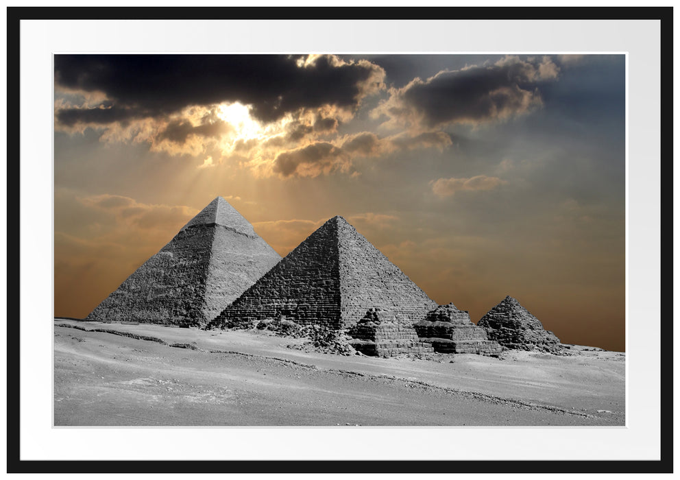 Pixxprint atemberaubende Pyramiden, im Galerie-Passepartout Bilderrahmen