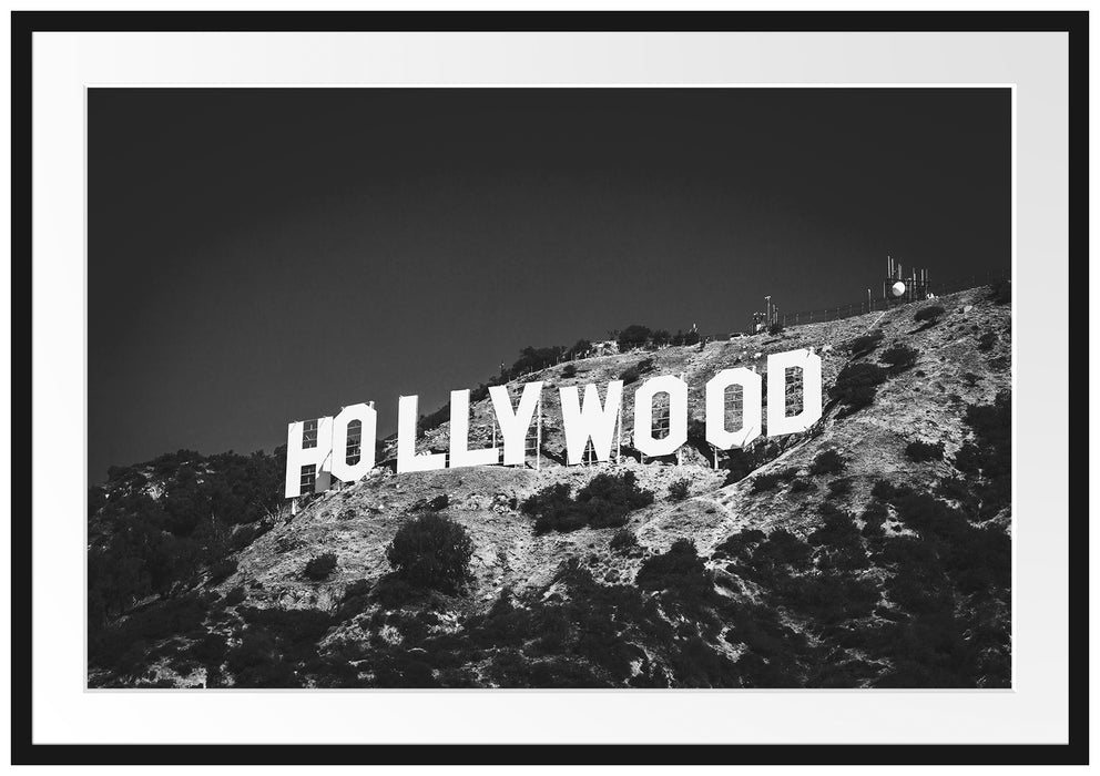 Pixxprint Wahrzeichen von Hollywood, im Galerie-Passepartout Bilderrahmen