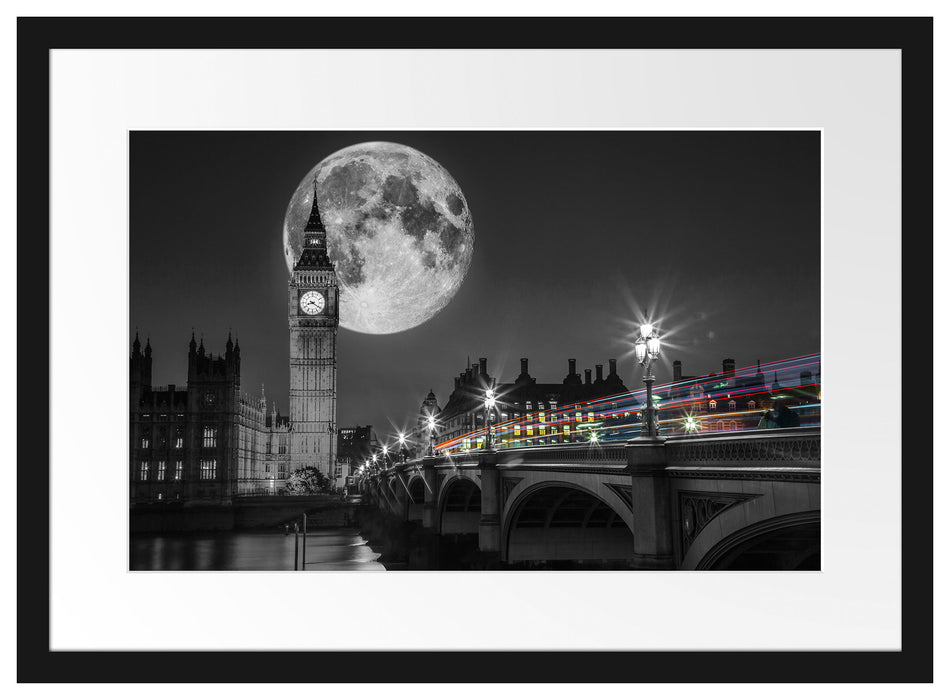 Big Ben mit Mond London Passepartout 55x40