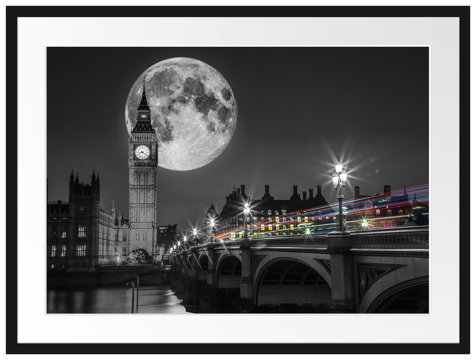 Big Ben mit Mond London Passepartout 80x60