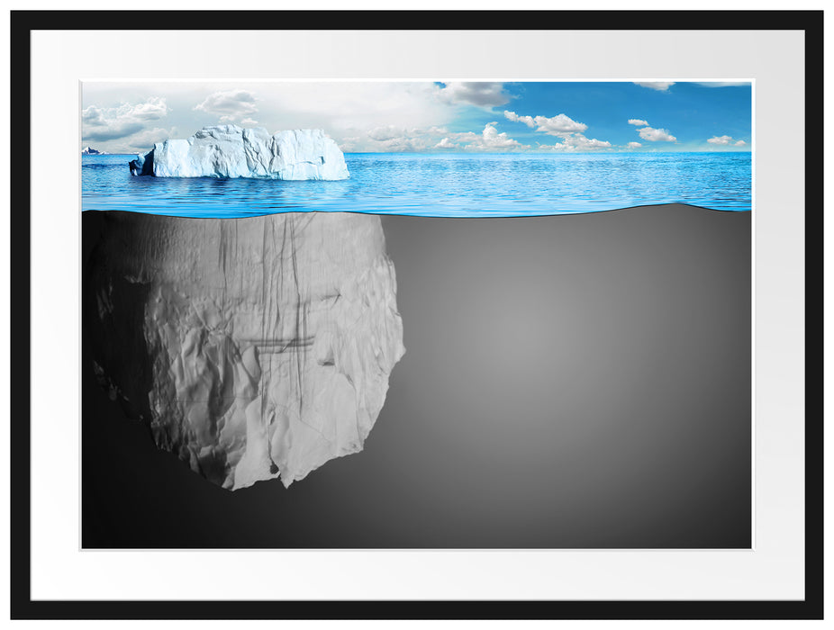 Eisberg im Wasser Illusion Passepartout 80x60