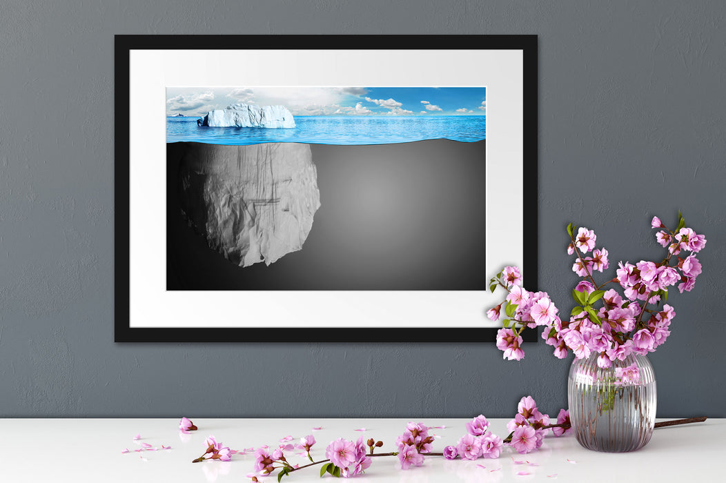 Eisberg im Wasser Illusion Passepartout Wohnzimmer