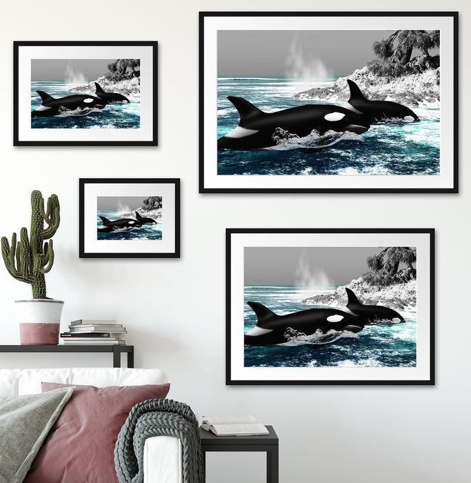 schöne Orcas vor Insel Passepartout Dekovorschlag