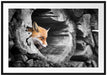 schöner Fuchs im Baumstamm Passepartout 100x70