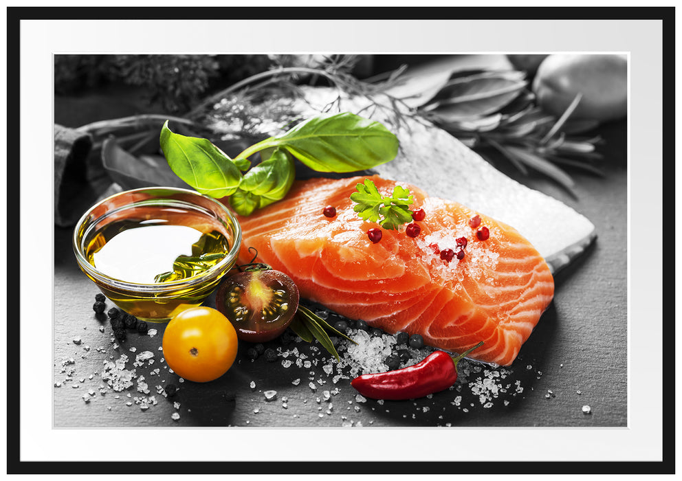 Pixxprint Gourmet Seelachsfilet, im Galerie-Passepartout Bilderrahmen