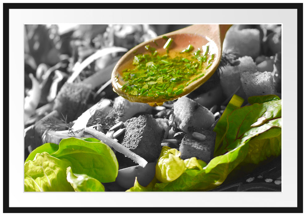 Pixxprint Knackiger Salat und Kräuter, im Galerie-Passepartout Bilderrahmen