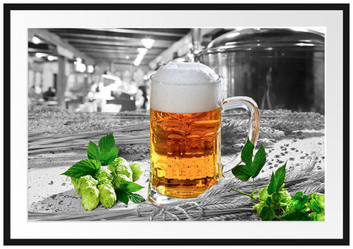 Frisches Bier mit Schaumkrone Passepartout 100x70