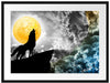 Mystischer Wolf im Vollmond Passepartout 80x60