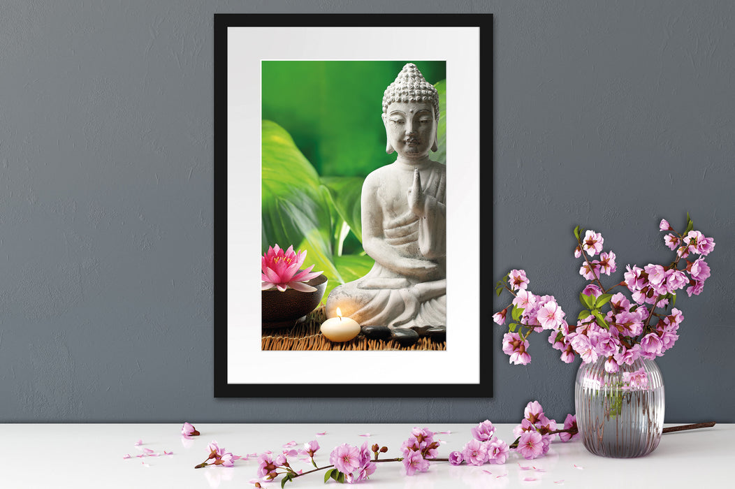 Seerose Buddha Statue Passepartout Wohnzimmer