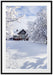 Winterlandschaft mit Hütte Passepartout 100x70