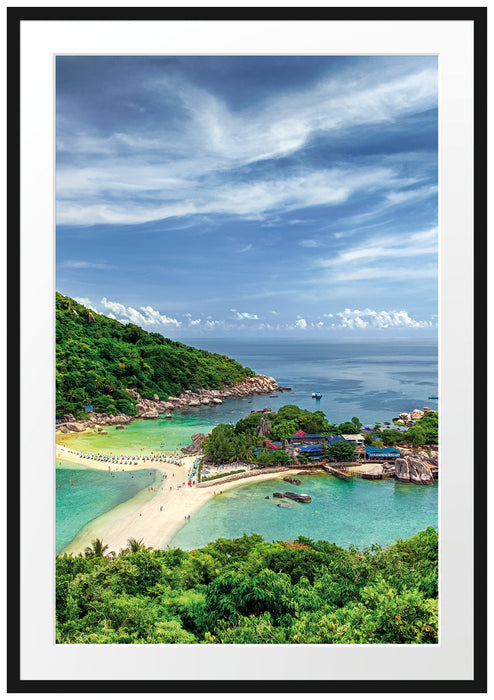 Pixxprint Inselstadt im Pazifik, im Galerie-Passepartout Bilderrahmen
