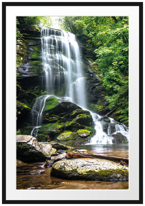 Pixxprint Wasserfall, im Galerie-Passepartout Bilderrahmen