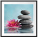 Seerosenblüte mit Zen Steinen Passepartout Quadratisch 70x70