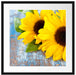 Sonnenblumen auf Holztisch Passepartout Quadratisch 55x55