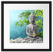 Buddha auf Steinen mit Monoi Blüte Passepartout Quadratisch 40x40