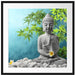Buddha auf Steinen mit Monoi Blüte Passepartout Quadratisch 70x70