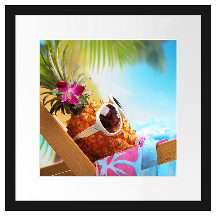 Ananas macht Urlaub Passepartout Quadratisch 40x40