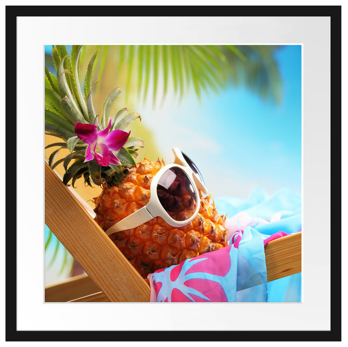 Ananas macht Urlaub Passepartout Quadratisch 55x55