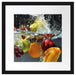 Früchte fallen ins Wasser Passepartout Quadratisch 40x40