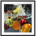 Früchte fallen ins Wasser Passepartout Quadratisch 70x70