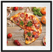 Pizza Italia auf Holztisch Passepartout Quadratisch 55x55