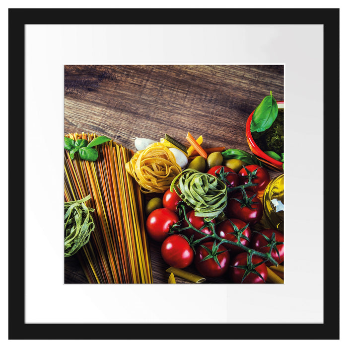 Pasta Italia mit Tomaten Passepartout Quadratisch 40x40