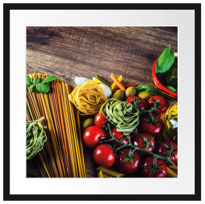 Pasta Italia mit Tomaten Passepartout Quadratisch 55x55