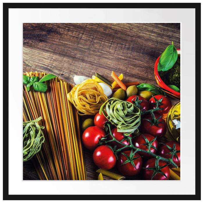 Pasta Italia mit Tomaten Passepartout Quadratisch 70x70