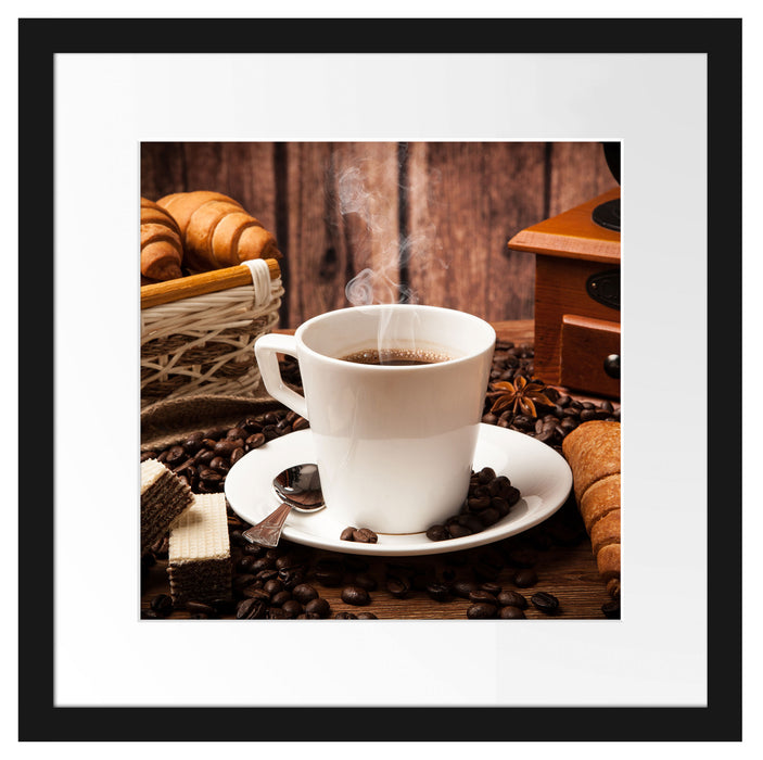 heißer aufgebrühter Kaffee Passepartout Quadratisch 40x40