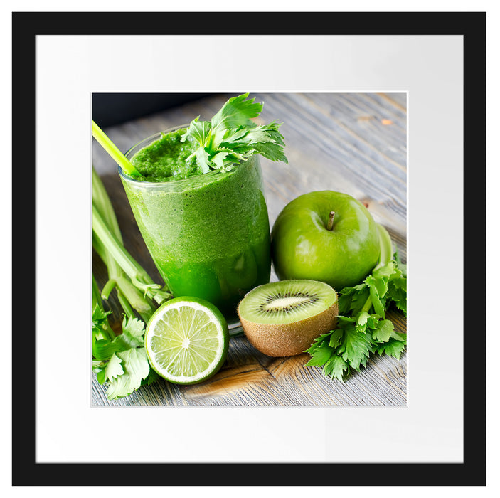 BIO Smoothie Apfel Limette Kiwi Passepartout Quadratisch 40x40