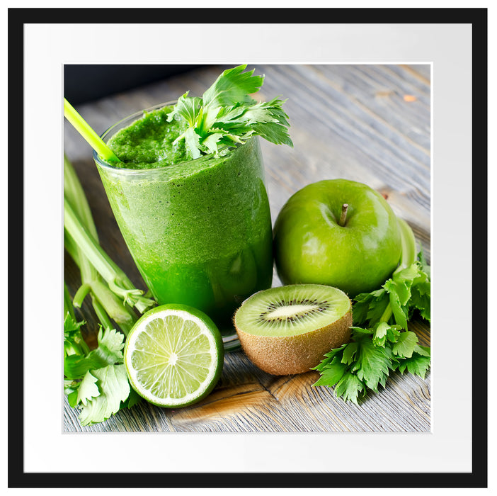 BIO Smoothie Apfel Limette Kiwi Passepartout Quadratisch 55x55