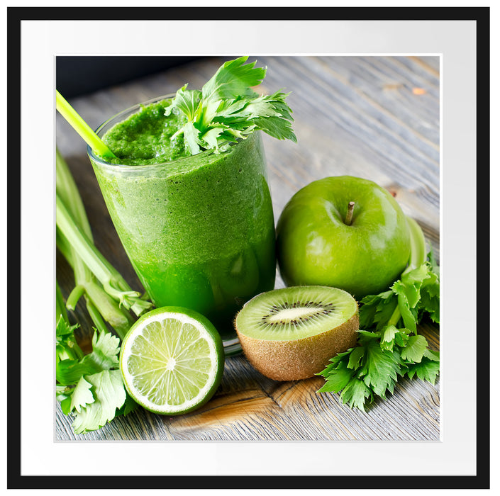 BIO Smoothie Apfel Limette Kiwi Passepartout Quadratisch 70x70