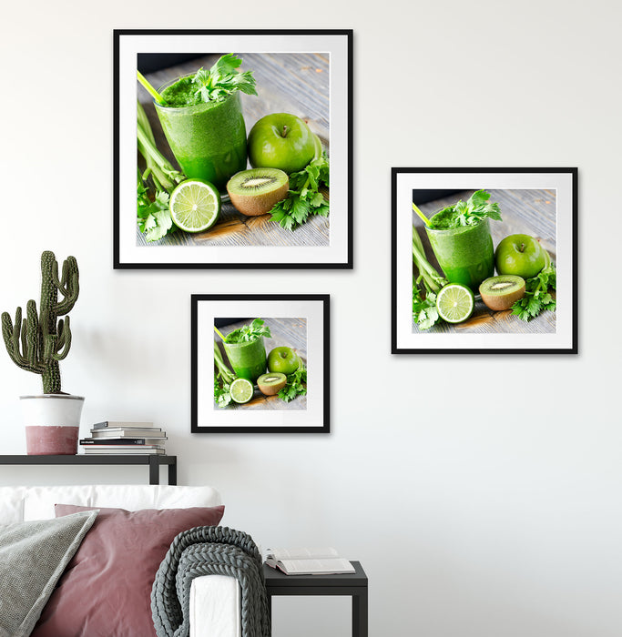 BIO Smoothie Apfel Limette Kiwi Quadratisch Passepartout Wohnzimmer