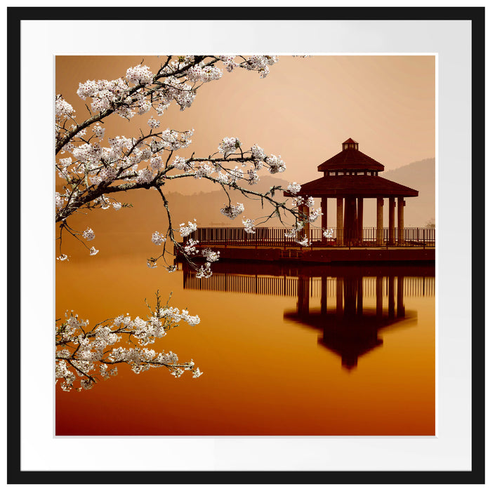 Kirschbaum an See Passepartout Quadratisch 70x70