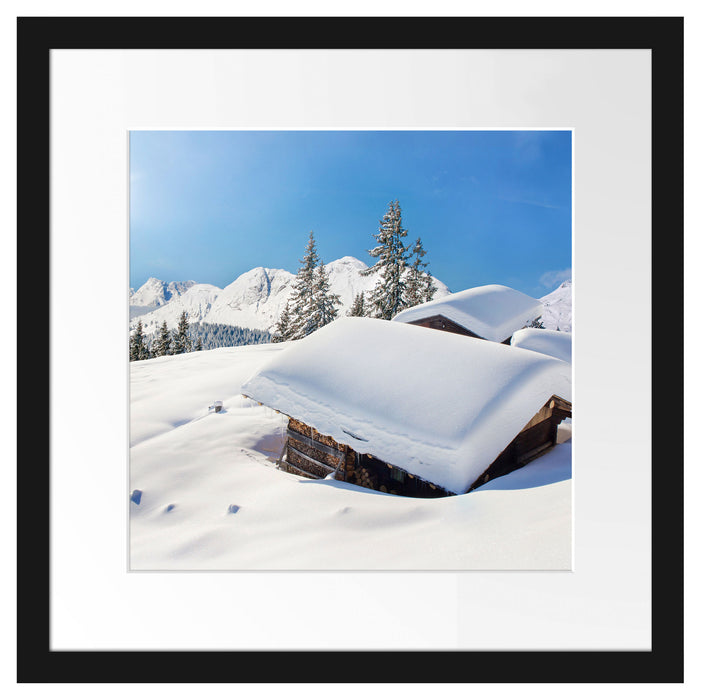 Berghütten in den Alpen Passepartout Quadratisch 40x40