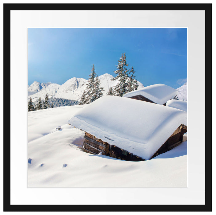 Berghütten in den Alpen Passepartout Quadratisch 55x55
