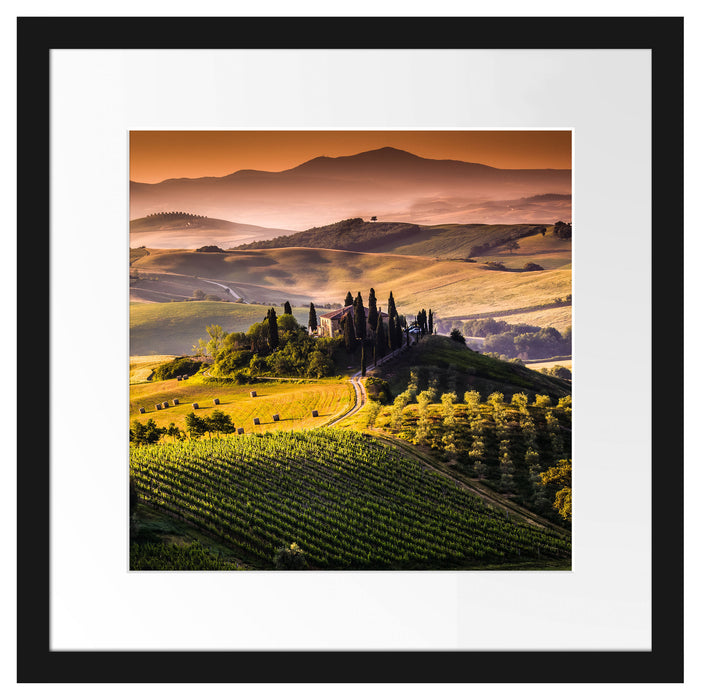 Wunderschöne Toskana Landschaft Passepartout Quadratisch 40x40
