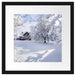 Winterlandschaft mit Hütte Passepartout Quadratisch 40x40