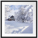 Winterlandschaft mit Hütte Passepartout Quadratisch 55x55