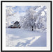 Winterlandschaft mit Hütte Passepartout Quadratisch 70x70