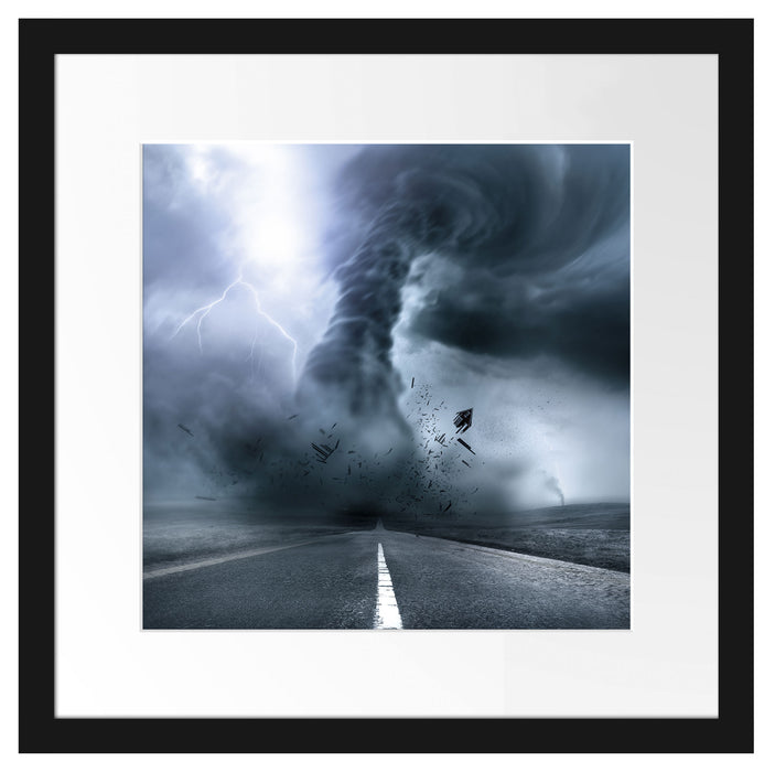 Wirbelsturm an Highway Passepartout Quadratisch 40x40