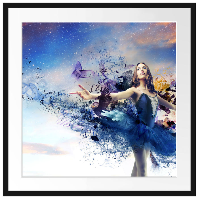 Ballerina im Kleid Passepartout Quadratisch 70x70