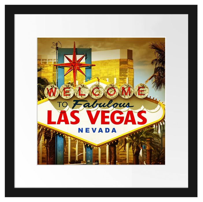 Las Vegas Ortseingangsschild Passepartout Quadratisch 40x40