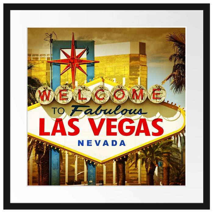 Las Vegas Ortseingangsschild Passepartout Quadratisch 55x55