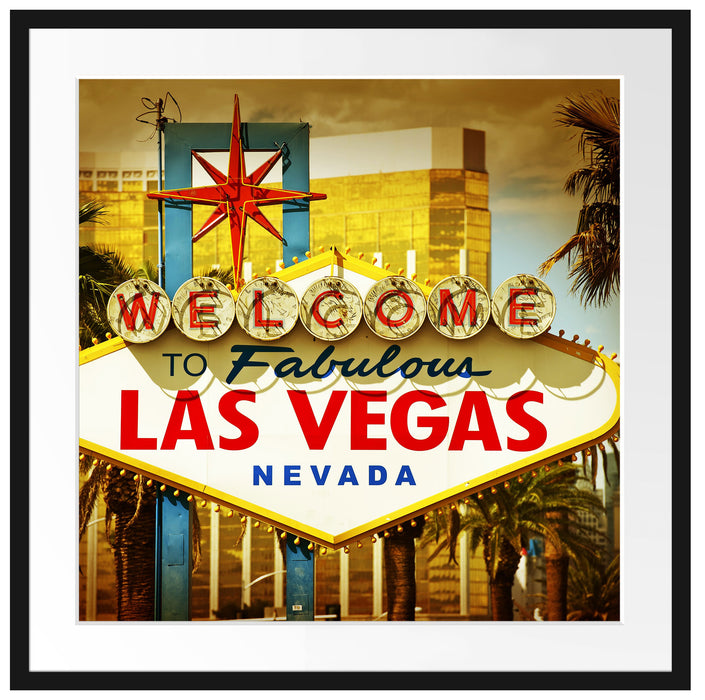 Las Vegas Ortseingangsschild Passepartout Quadratisch 70x70
